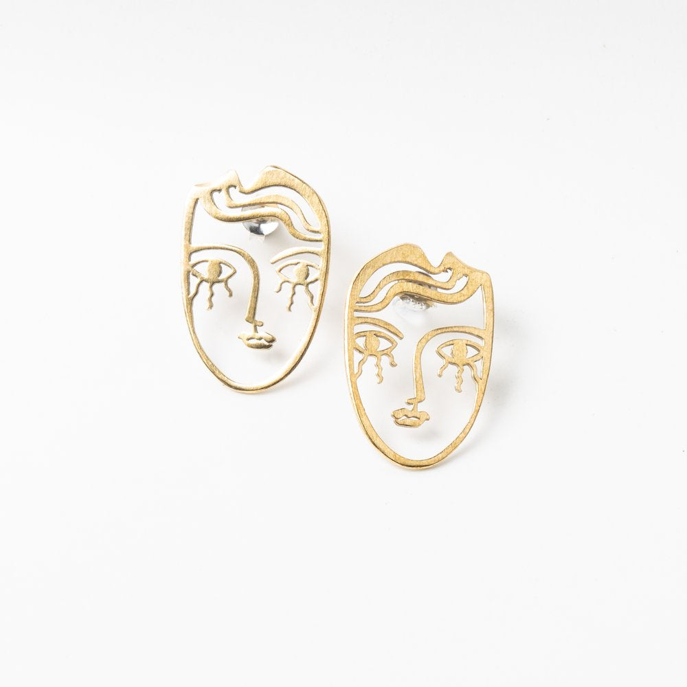 Brass Face Earrings Small