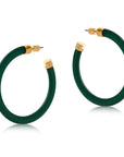 Isabella Resin and  Metal Hoop Earrings Green
