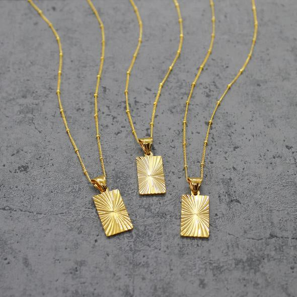 Mara Rectangular Pendant Necklace in Gold
