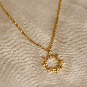 crystal sun necklace gold lunar