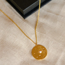 Load image into Gallery viewer, opal star disc necklace gold lunar