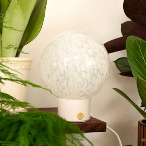 Glass table lamp in white