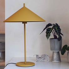 Load image into Gallery viewer, Metal Triangle Table Lamp Matt Ochre Large