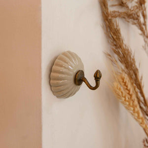 IB Laursen Ceramic and Brass Hook in Cream or White