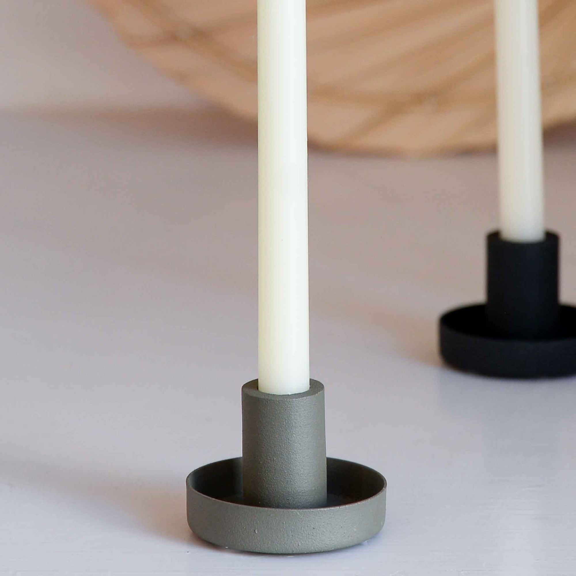 Dusty green taper candle holder