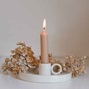 Off white ceramic dinner candle holder