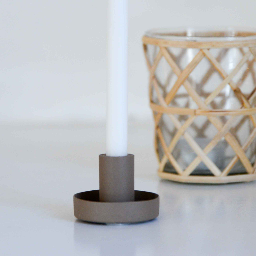 Muted-Brown-Taper-Candle-Holder