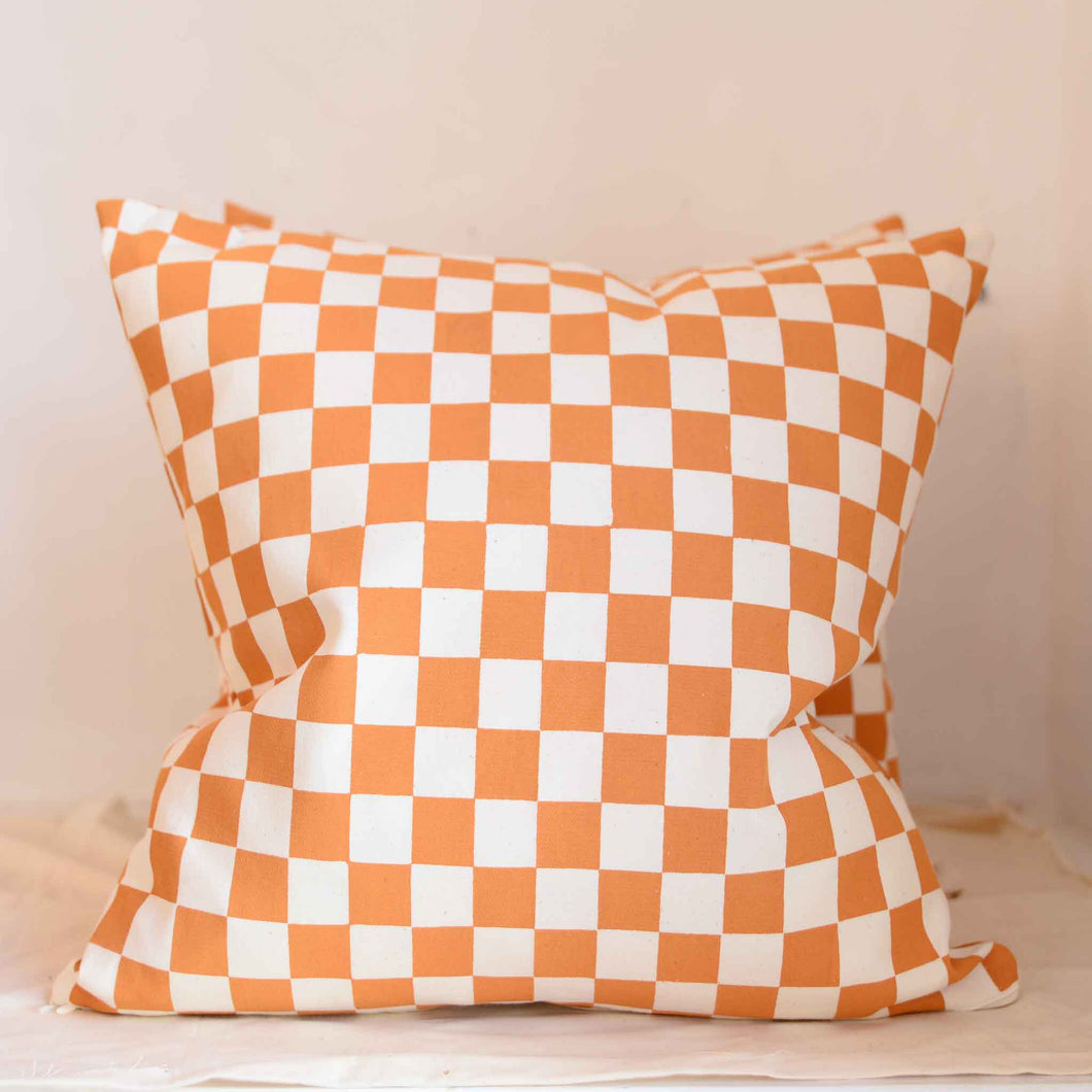 Imani Collective Checkered Pillow in Rust