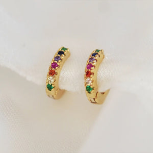 Junk Jewels Rainbow Huggie Hoop Earrings