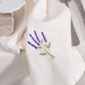 Embroidered Cotton Napkin / Floral Lavender