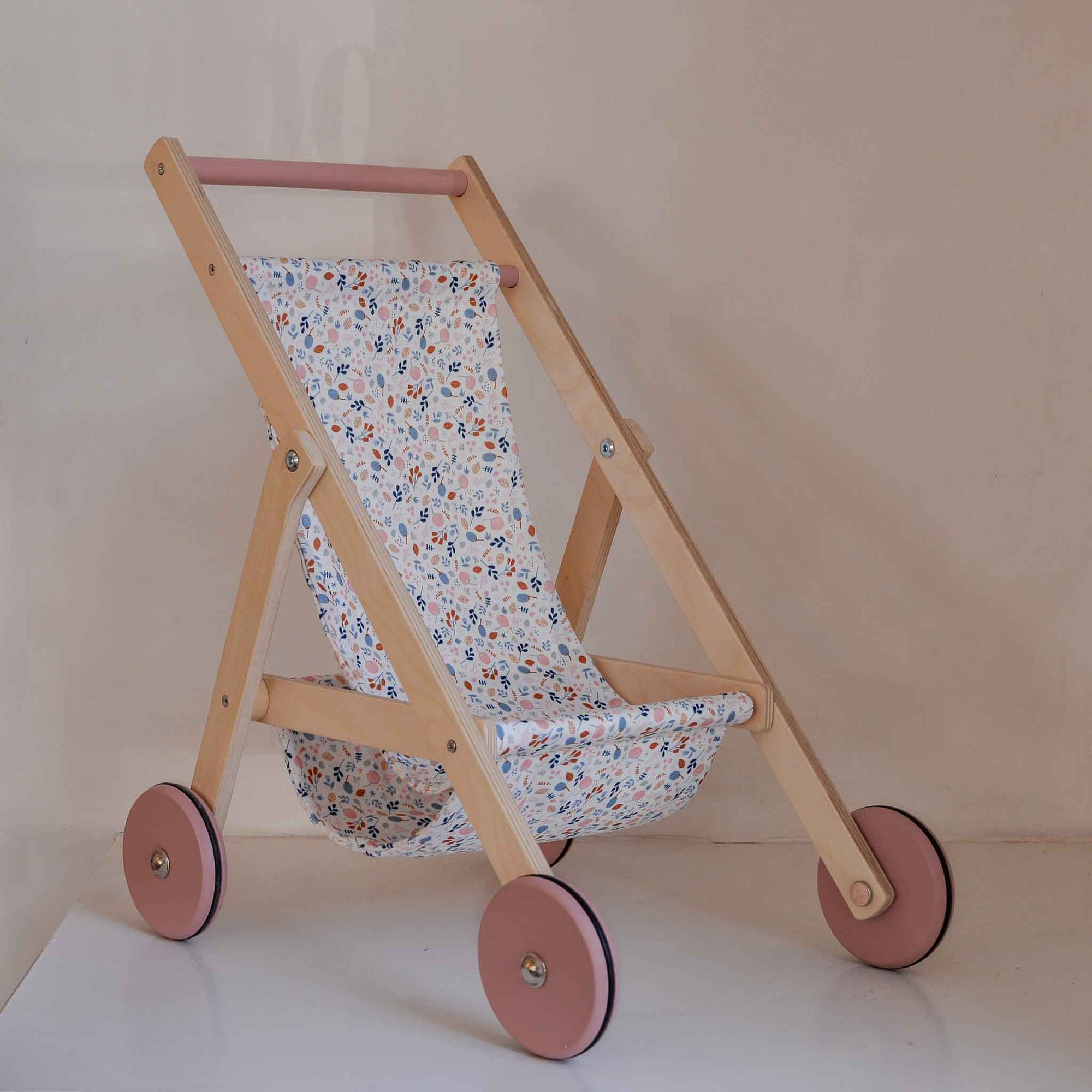 Wooden doll stroller