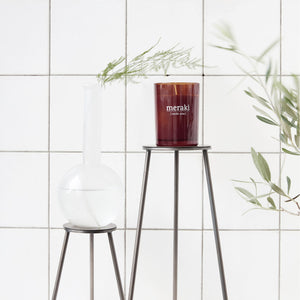 meraki nordic pine candle large soy burgandy glass styled white wall tile bathroom plants