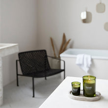 Load image into Gallery viewer, large meraki green herbal candle soy fragrance bathroom styled shot