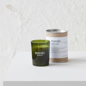 earthbound green candle small glass packaging photo