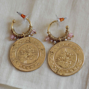 Nomad Gold Plated Earrings with Rose Quartz