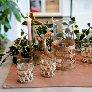 woven bamboo glass pitcher jug