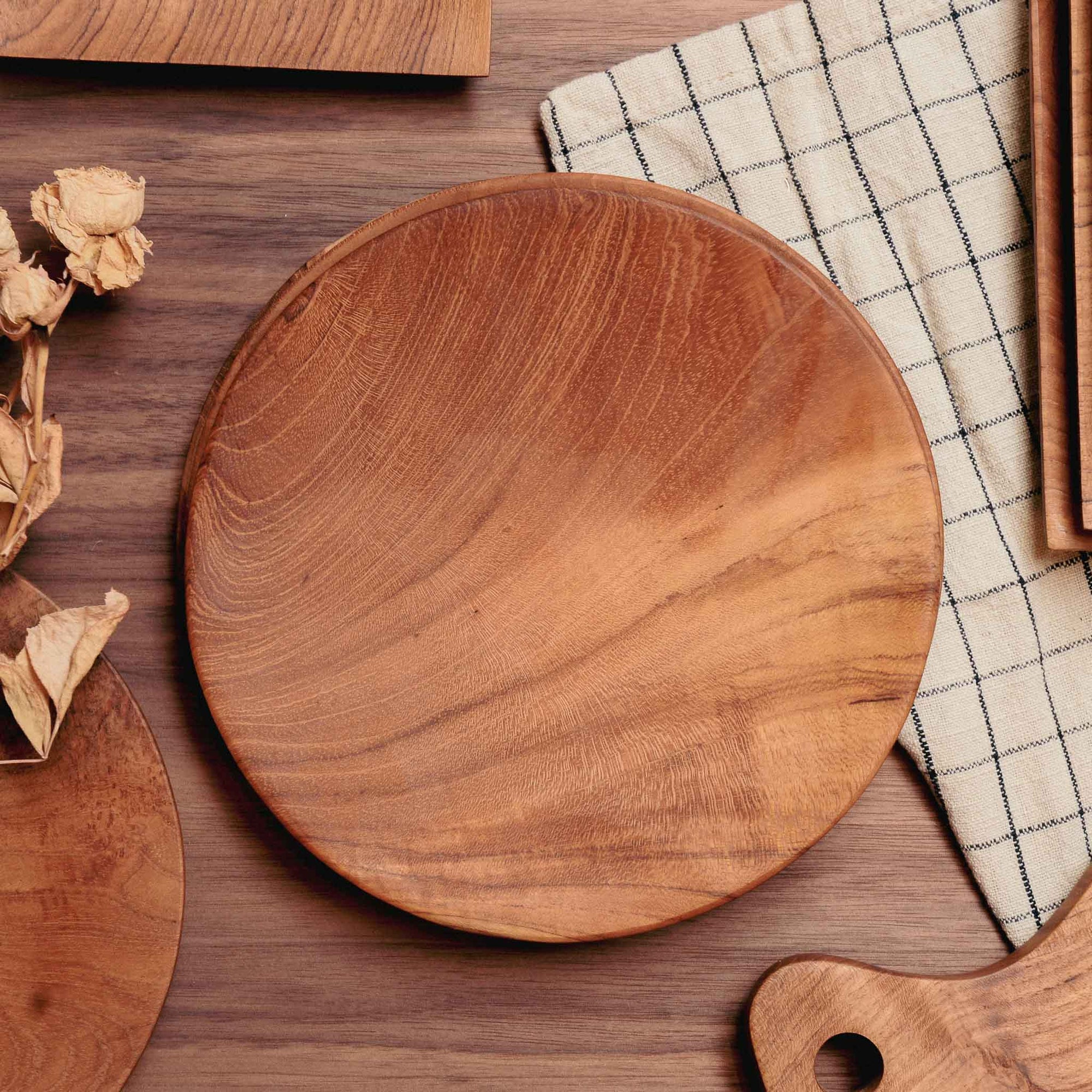 reclaimed teak round wooden plate original home