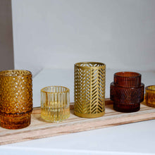 Load image into Gallery viewer, Bloomingville-brown-glass-five-votive-tealight-tray
