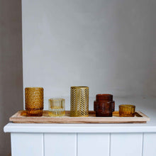 Load image into Gallery viewer, bloomingville-brown-glass-five-votive-glass-tea-light-tray