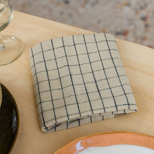 Oy Oy Grid Napkins Pack of Two in Clay/Black