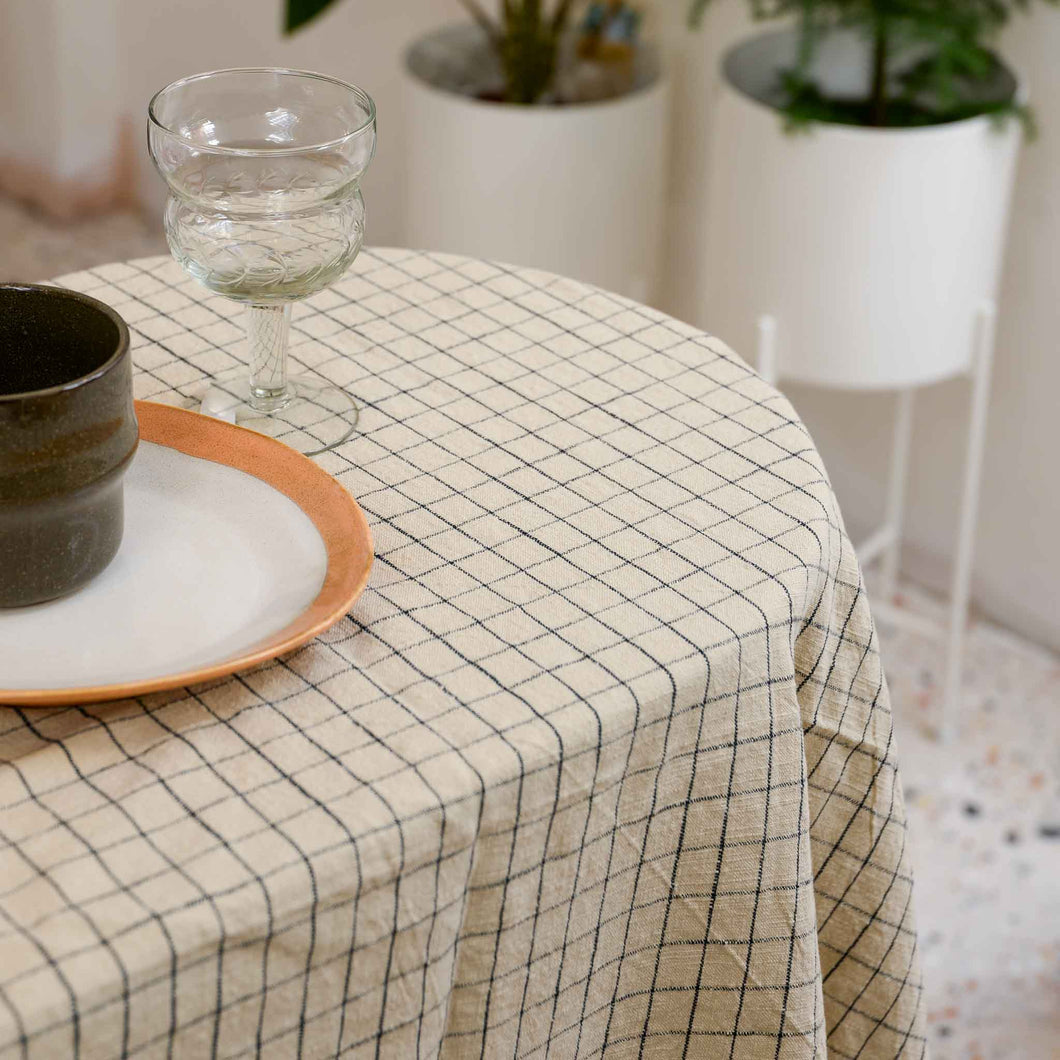 Grid Tablecloth in Clay/Black 200X140CM