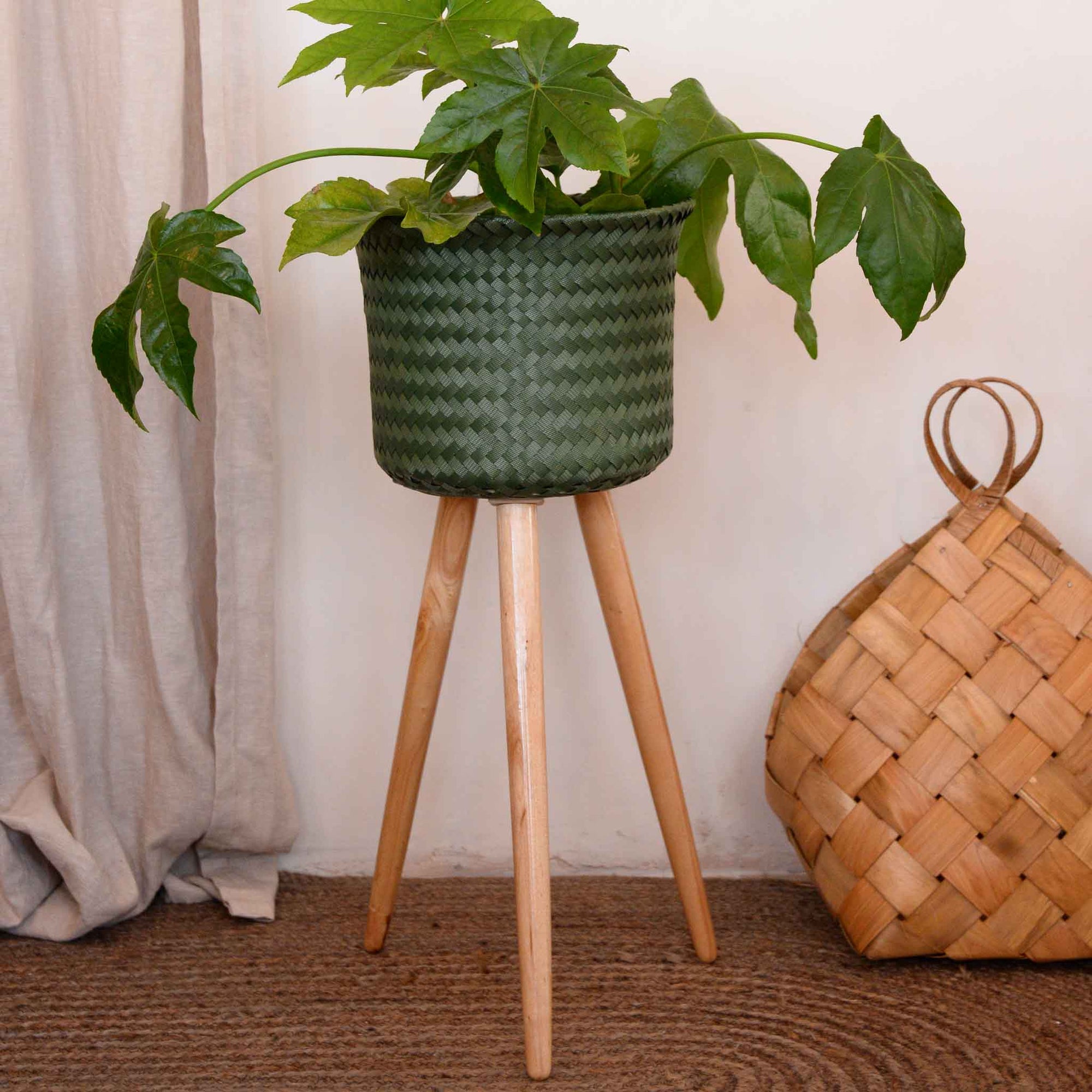 handed by up high plant stand forest green