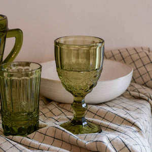 Florie green glass drinking wine glass tableware by bloomingville