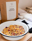Bag of botanical facial steam with flower petals natural skincare by Goldrick