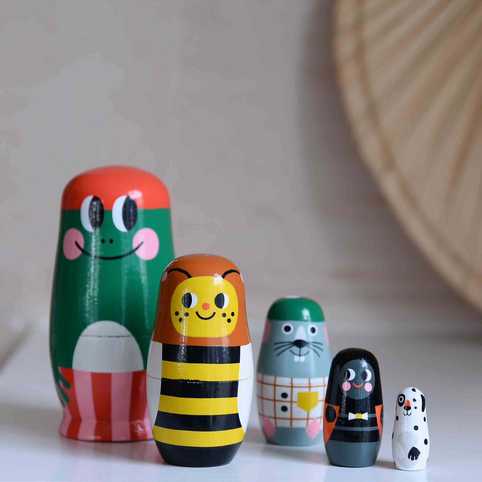 paddy and pals nesting stacking wooden dolls set petit monkey