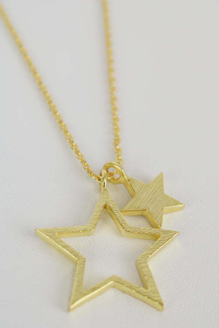 Double Gold Star Necklace