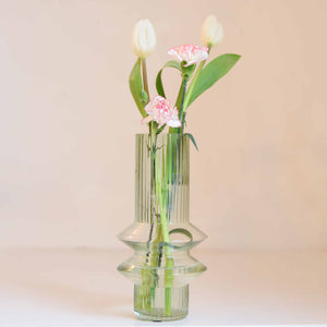 Nordal Rilla Glass Retro Vase in Green