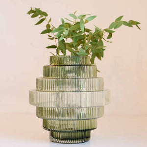 Nordal Groovy Vase in Dusty Green