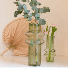 Load image into Gallery viewer, Nordal Rilla Tall Glass Retro Vase in Green
