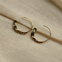 Load image into Gallery viewer, Rustic Gold plated Valkyria Hoop Earrings