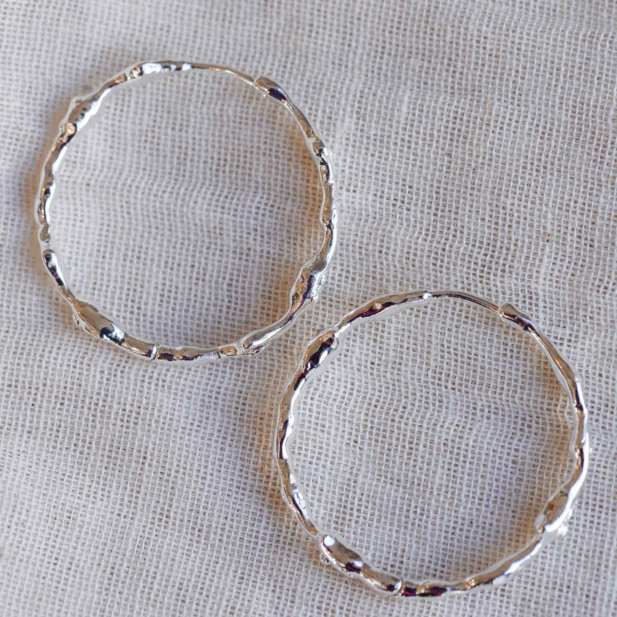 Pilgrim Large  Zion Organic Shaped Hoops Silver Plated