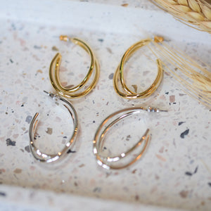 Pilgrim Angelica Graphic Hoop Earrings in Gold or Silver