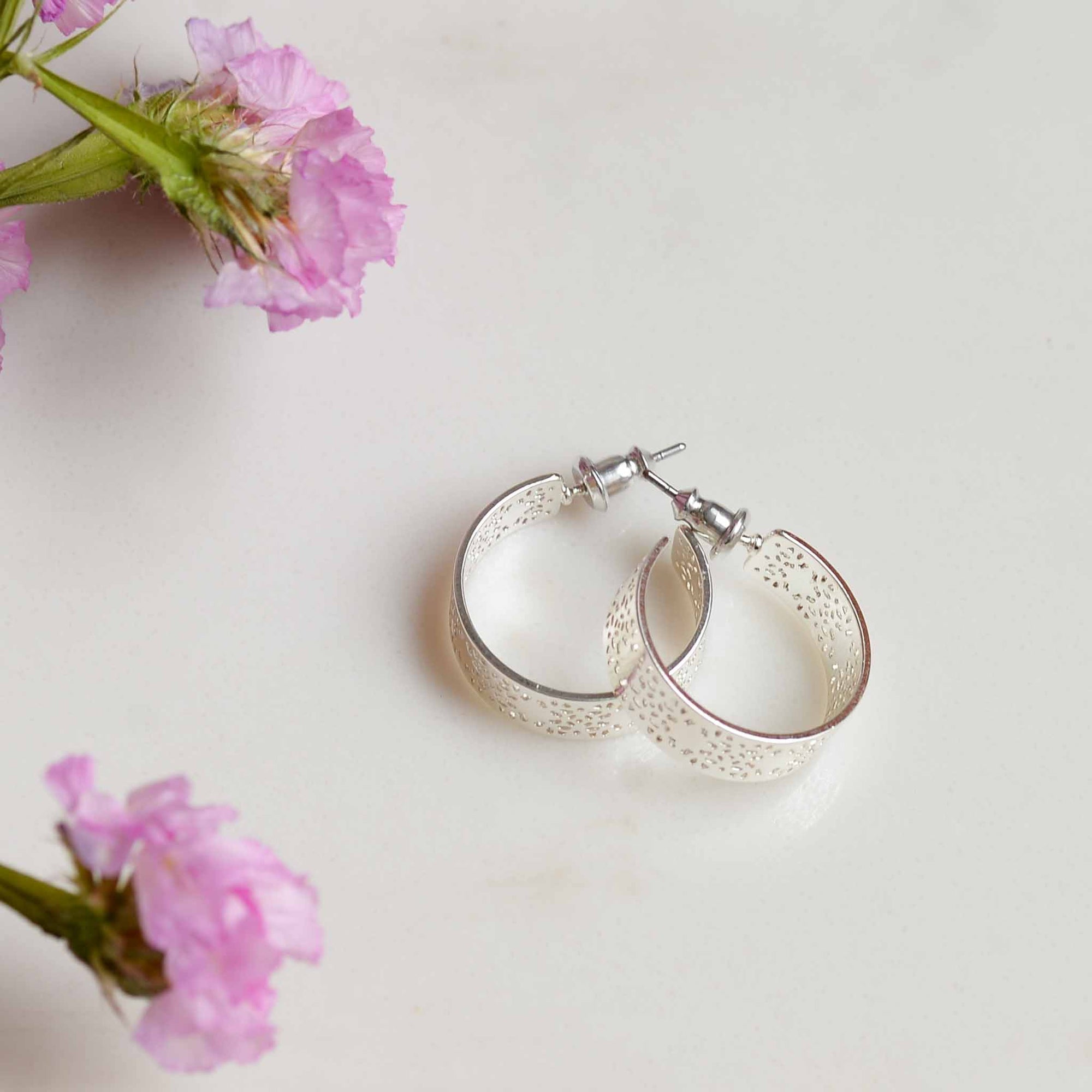 Pilgrim Carol Medium Hoop Earrings silver