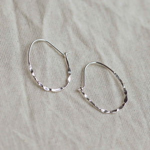 Olena Silver Plated Textured Hoop Earrings