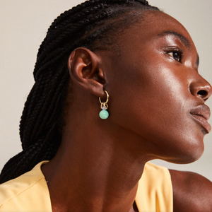 Pilgrim Paolina Green Pendant Hoop Earrings in Gold