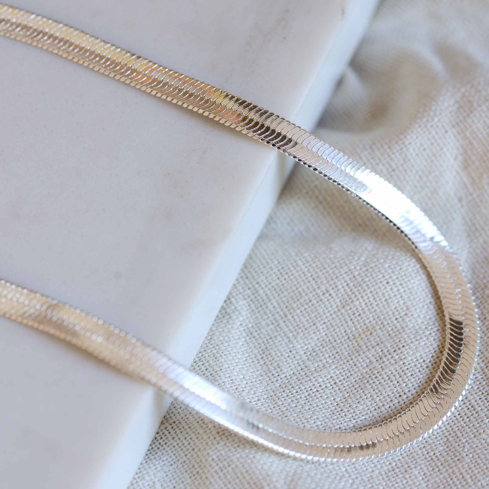 Pilgrim Noreen flat snake chain necklace silver-plated
