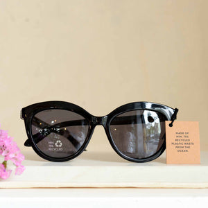 Pilgrim Marlene Recycled Cat-Eye Sunglasses in Black