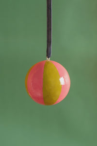 Pink and Olive Vertical Stripe Bauble