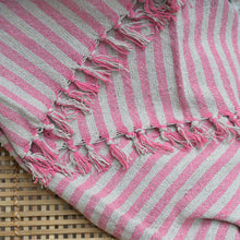 Load image into Gallery viewer, Recycled Cotton Pink Striped Throw