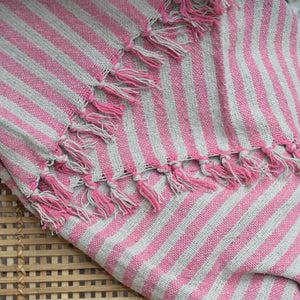 Recycled Cotton Pink Striped Throw