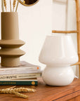 Present Time Vintage Glass Table Lamp White