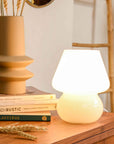 Present Time Vintage Glass Table Lamp White