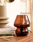 Present Time Vintage Glass Table Lamp Brown