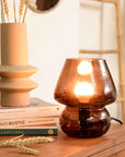 Present Time Vintage Glass Table Lamp Brown