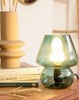 Present Time Vintage Glass Table Lamp Green