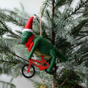 Sass & Belle T-Rex on a Bicycle Felt Hanging Decoration